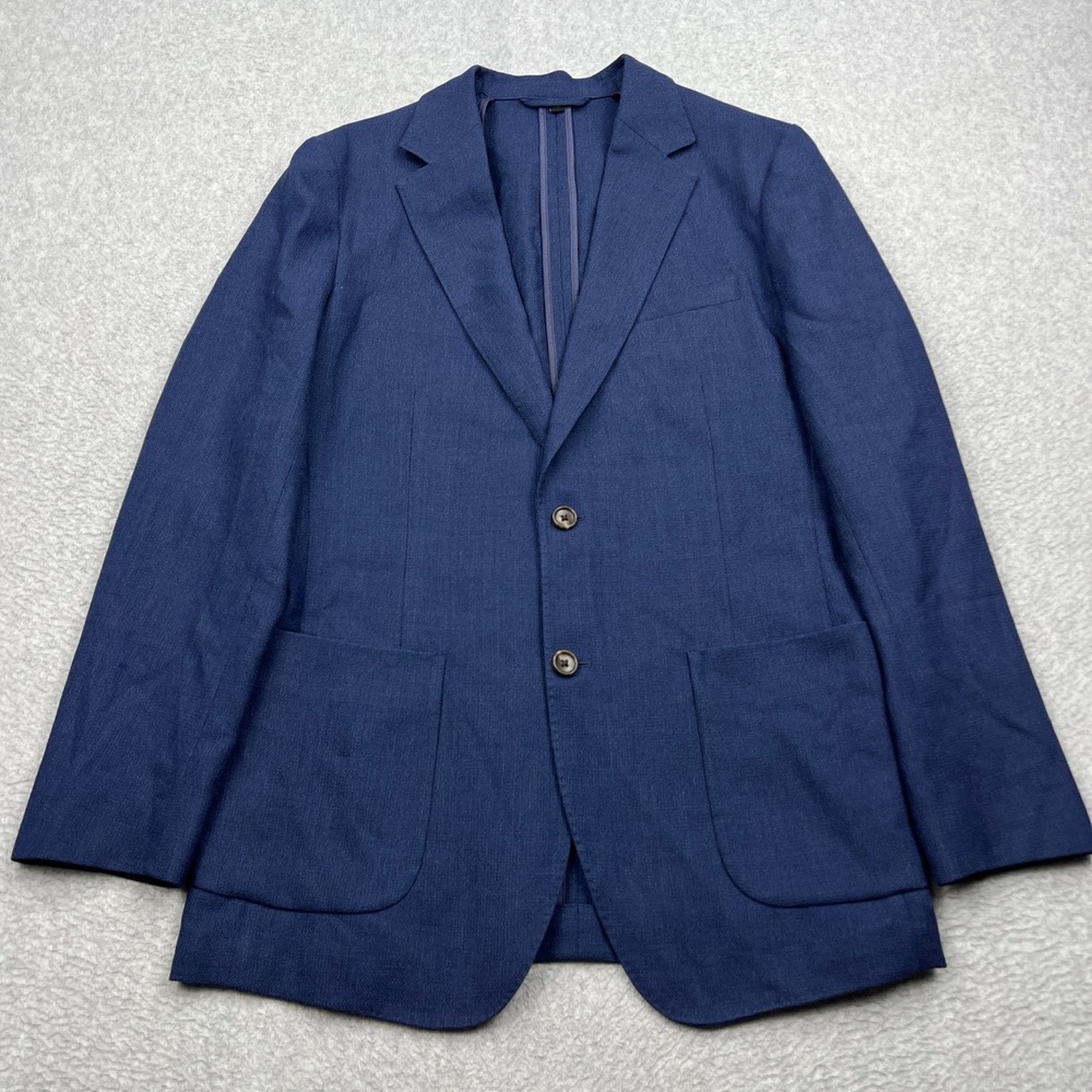 Bonobos Blazer Mens 40L Blue Marzotto Italian Wool Unstructured Patch Pocket